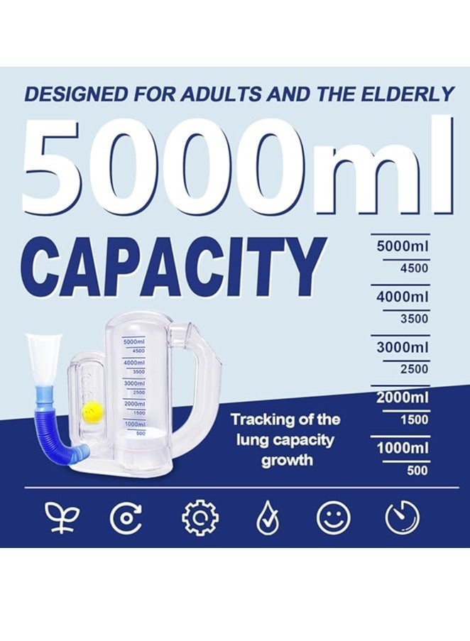 Verona Spirometer Respiratory Breathing Exercise Device for Lungs, Deep Breathing Trainer for Adults - 5000ml Volume Measurement with Flow Rate Indicator - Image 2